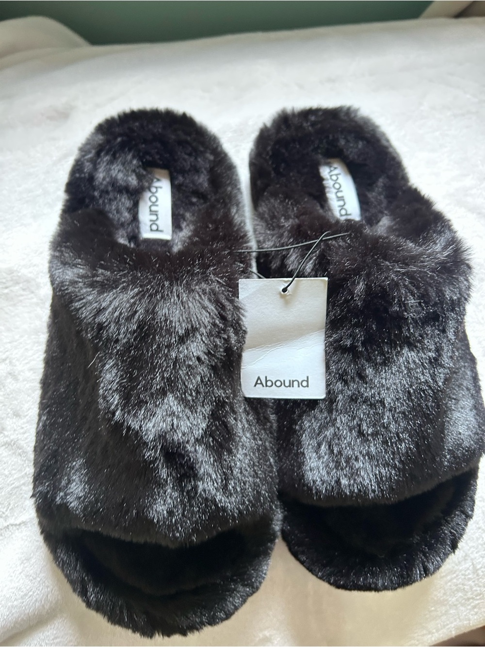 Abound Black Faux Fur Slide Slippers
